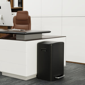 English Elm 13 13 Gallon Kitchen Foot Pedal Trash Can with Soft Close Lid, Rectangular Stainless Steel Bin for Neat Home Black W1550122450