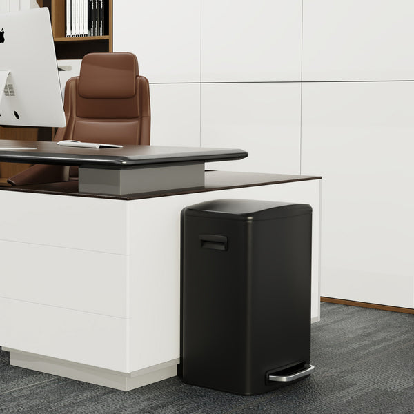 English Elm 13 13 Gallon Kitchen Foot Pedal Trash Can with Soft Close Lid, Rectangular Stainless Steel Bin for Neat Home Black W1550122450