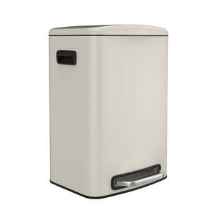 English Elm 13 13 Gallon Kitchen Foot Pedal Trash Can with Soft Close Lid, Rectangular Stainless Steel Bin for Neat Home White W1550122451