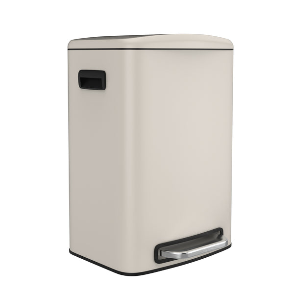 English Elm 13 13 Gallon Kitchen Foot Pedal Trash Can with Soft Close Lid, Rectangular Stainless Steel Bin for Neat Home White W1550122451
