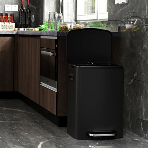 English Elm 13 13 Gallon Kitchen Foot Pedal Trash Can with Soft Close Lid, Rectangular Stainless Steel Bin for Neat Home Black W1550122450