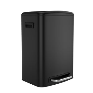English Elm 13 13 Gallon Kitchen Foot Pedal Trash Can with Soft Close Lid, Rectangular Stainless Steel Bin for Neat Home Black W1550122450