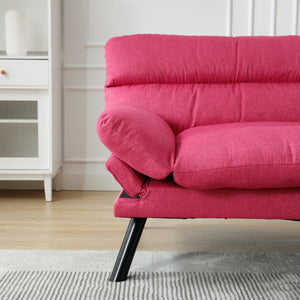 English Elm UNITED Plush Velvet Sleeper Sofa Bed with Metal Legs, 600lb Capacity, Breathable Foam Comfort and Style Rose Red W1568P235149