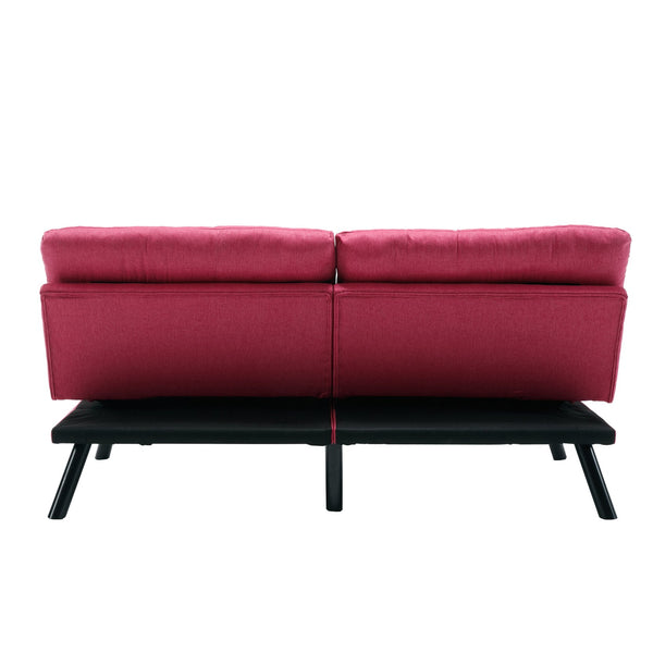 English Elm UNITED Plush Velvet Sleeper Sofa Bed with Metal Legs, 600lb Capacity, Breathable Foam Comfort and Style Rose Red W1568P235149
