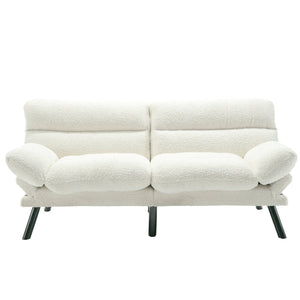 English Elm UNITED Plush Velvet Sleeper Sofa Bed with Metal Legs, 600lb Capacity, Breathable Foam Comfort and Style White Teddy W1568P235150