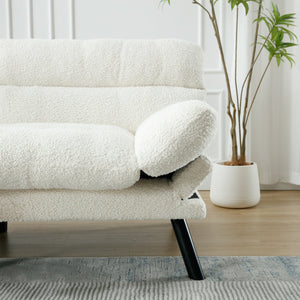 English Elm UNITED Plush Velvet Sleeper Sofa Bed with Metal Legs, 600lb Capacity, Breathable Foam Comfort and Style White Teddy W1568P235150