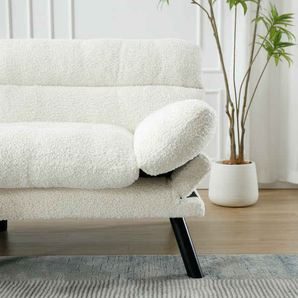 English Elm UNITED Plush Velvet Sleeper Sofa Bed with Metal Legs, 600lb Capacity, Breathable Foam Comfort and Style White Teddy W1568P235150