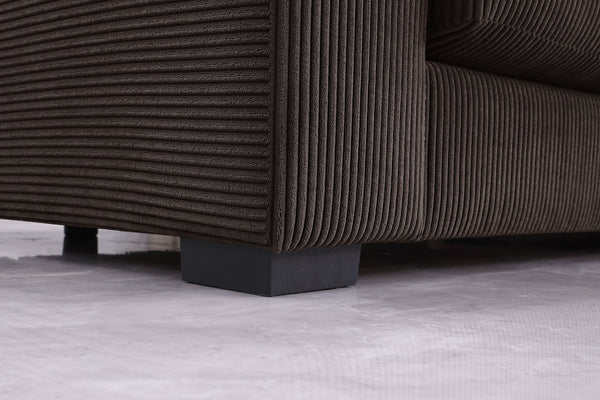 English Elm Naomi Modern 3-Piece Corduroy Sectional with Right Chaise, Loveseat Center & Six Accent Pillows Dark Brown B102S00043