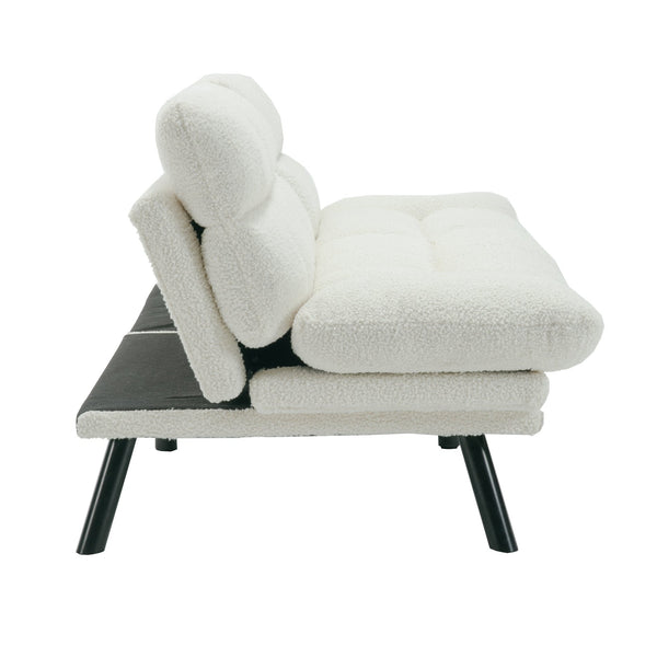 English Elm UNITED Plush Velvet Sleeper Sofa Bed with Metal Legs, 600lb Capacity, Breathable Foam Comfort and Style White Teddy W1568P235150