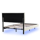 English Elm Full Size Floating Bed Frame With Led Lights and Usb Charging,Modern Upholstered Platform Led Bed Frame,White(Full)