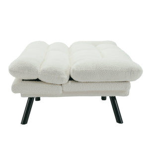 English Elm UNITED Plush Velvet Sleeper Sofa Bed with Metal Legs, 600lb Capacity, Breathable Foam Comfort and Style White Teddy W1568P235150