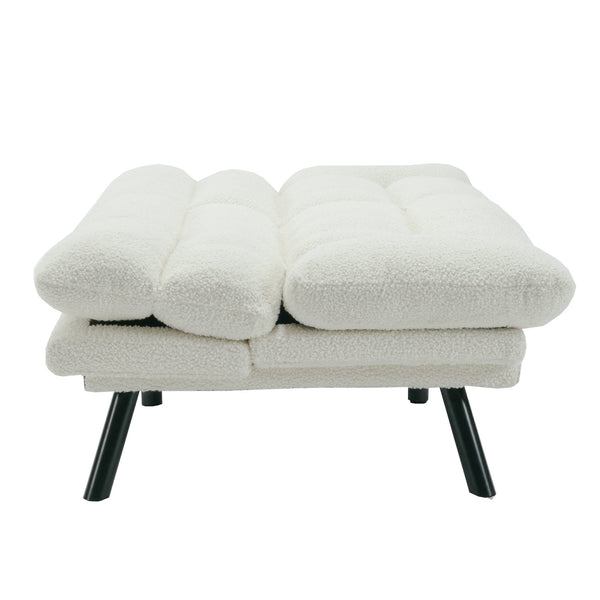 English Elm UNITED Plush Velvet Sleeper Sofa Bed with Metal Legs, 600lb Capacity, Breathable Foam Comfort and Style White Teddy W1568P235150