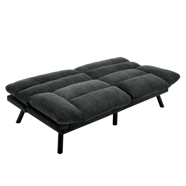 English Elm UNITED Plush Velvet Sleeper Sofa Bed with Metal Legs, 600lb Capacity, Breathable Foam Comfort and Style Dark Gray W1568P235146