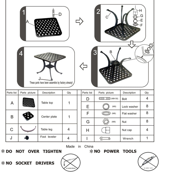 English Elm End Table Dark Lava Bronze Cast Aluminum Outdoor Side Table Weather-Resistant Patio Accent, 22" ABQ-AHF-LD1031E