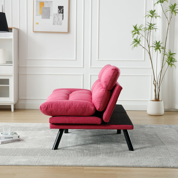 English Elm UNITED Plush Velvet Sleeper Sofa Bed with Metal Legs, 600lb Capacity, Breathable Foam Comfort and Style Rose Red W1568P235149