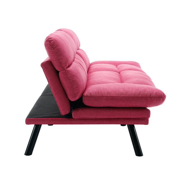 English Elm UNITED Plush Velvet Sleeper Sofa Bed with Metal Legs, 600lb Capacity, Breathable Foam Comfort and Style Rose Red W1568P235149