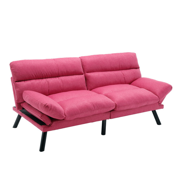 English Elm UNITED Plush Velvet Sleeper Sofa Bed with Metal Legs, 600lb Capacity, Breathable Foam Comfort and Style Rose Red W1568P235149