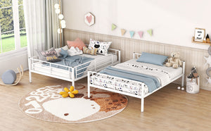 English Elm Full Over Metal Bunk Bed Convertible Iron Frame for Kids and Guest Rooms White MF310408AAK