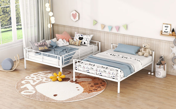 English Elm Full Over Metal Bunk Bed Convertible Iron Frame for Kids and Guest Rooms White MF310408AAK