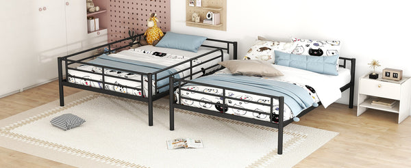 English Elm Full Over Metal Bunk Bed Convertible Iron Frame for Kids and Guest Rooms Black MF310408AAB