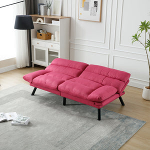 English Elm UNITED Plush Velvet Sleeper Sofa Bed with Metal Legs, 600lb Capacity, Breathable Foam Comfort and Style Rose Red W1568P235149