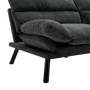 English Elm UNITED Plush Velvet Sleeper Sofa Bed with Metal Legs, 600lb Capacity, Breathable Foam Comfort and Style Dark Gray W1568P235146