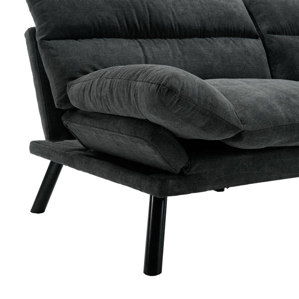 English Elm UNITED Plush Velvet Sleeper Sofa Bed with Metal Legs, 600lb Capacity, Breathable Foam Comfort and Style Dark Gray W1568P235146