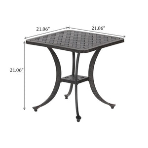 English Elm End Table Dark Lava Bronze Cast Aluminum Outdoor Side Table Weather-Resistant Patio Accent, 22" ABQ-AHF-LD1031E