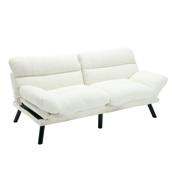 English Elm UNITED Plush Velvet Sleeper Sofa Bed with Metal Legs, 600lb Capacity, Breathable Foam Comfort and Style White Teddy W1568P235150
