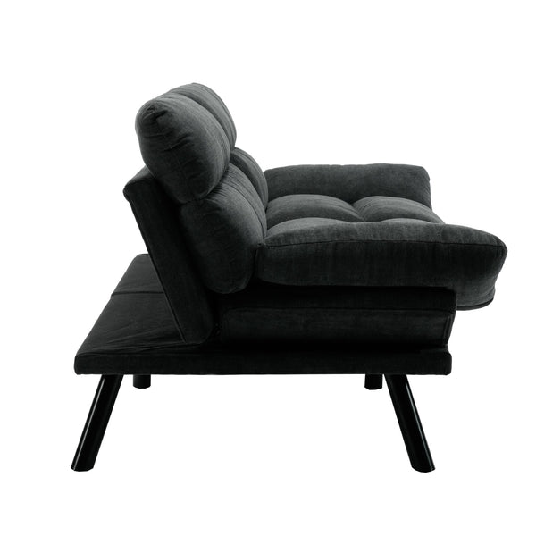 English Elm UNITED Plush Velvet Sleeper Sofa Bed with Metal Legs, 600lb Capacity, Breathable Foam Comfort and Style Dark Gray W1568P235146