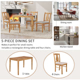 Hearth and Haven Tacoma 5 Piece Dining Set With Rectangular Dining Table and 4 Upholstered Chairs, Drift Wood
