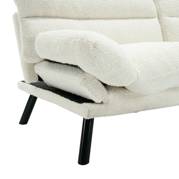 English Elm UNITED Plush Velvet Sleeper Sofa Bed with Metal Legs, 600lb Capacity, Breathable Foam Comfort and Style White Teddy W1568P235150