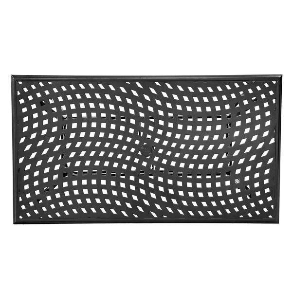 English Elm Rectangle Dining Table Espresso Brown - Spacious 68" x 38" Aluminum Patio Table with Umbrella Hole, Durable Powder-Coat Finish ABQ-AHF-LD7289C-38-68