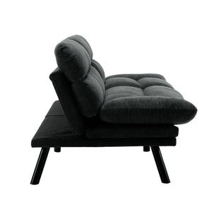 English Elm UNITED Plush Velvet Sleeper Sofa Bed with Metal Legs, 600lb Capacity, Breathable Foam Comfort and Style Dark Gray W1568P235146