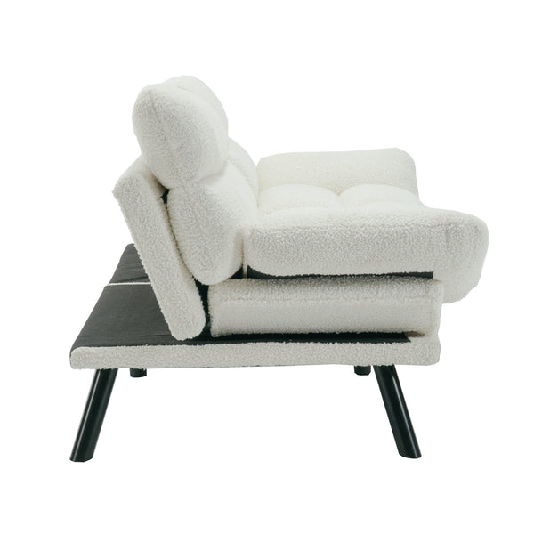 English Elm UNITED Plush Velvet Sleeper Sofa Bed with Metal Legs, 600lb Capacity, Breathable Foam Comfort and Style White Teddy W1568P235150