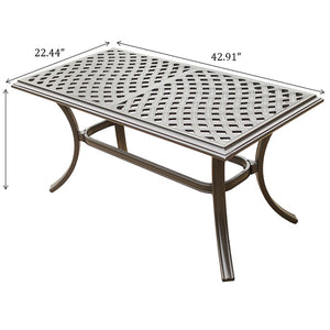 English Elm Coffee Table Halston Collection Espresso Brown Aluminum Outdoor Patio Modern Weather-Resistant 44" ABQ-AHF-LD7289F-21-42