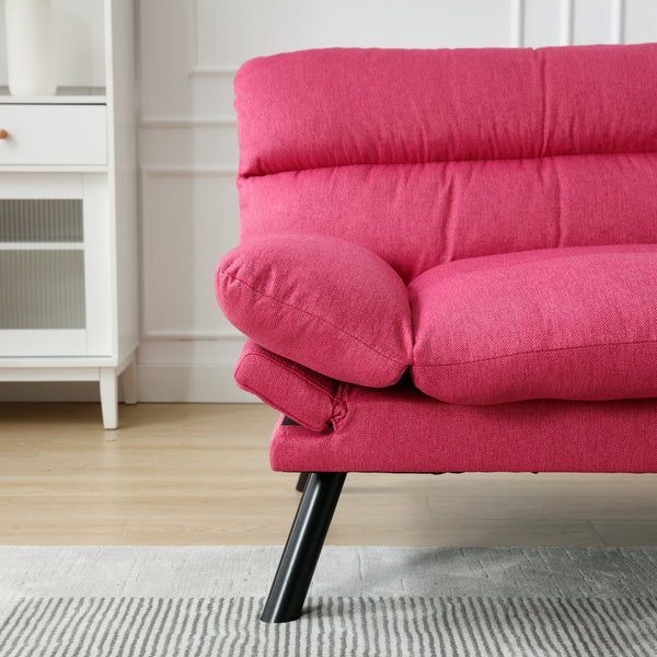 English Elm UNITED Plush Velvet Sleeper Sofa Bed with Metal Legs, 600lb Capacity, Breathable Foam Comfort and Style Rose Red W1568P235149