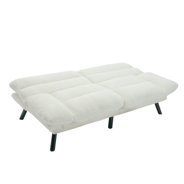 English Elm UNITED Plush Velvet Sleeper Sofa Bed with Metal Legs, 600lb Capacity, Breathable Foam Comfort and Style White Teddy W1568P235150