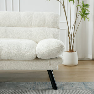 English Elm UNITED Plush Velvet Sleeper Sofa Bed with Metal Legs, 600lb Capacity, Breathable Foam Comfort and Style White Teddy W1568P235150