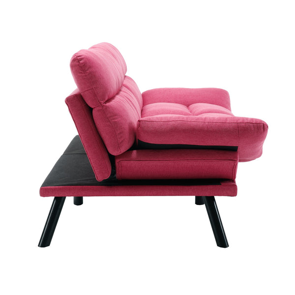 English Elm UNITED Plush Velvet Sleeper Sofa Bed with Metal Legs, 600lb Capacity, Breathable Foam Comfort and Style Rose Red W1568P235149