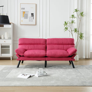 English Elm UNITED Plush Velvet Sleeper Sofa Bed with Metal Legs, 600lb Capacity, Breathable Foam Comfort and Style Rose Red W1568P235149