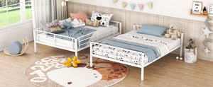 English Elm Full Over Metal Bunk Bed Convertible Iron Frame for Kids and Guest Rooms White MF310408AAK
