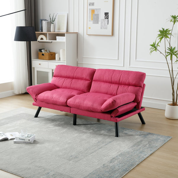 English Elm UNITED Plush Velvet Sleeper Sofa Bed with Metal Legs, 600lb Capacity, Breathable Foam Comfort and Style Rose Red W1568P235149
