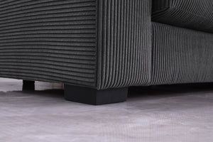 English Elm Naomi Modern 3-Piece Corduroy Sectional with Right Chaise, Loveseat Center & Six Accent Pillows Dark Gray B102S00042