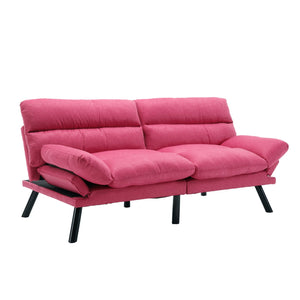 English Elm UNITED Plush Velvet Sleeper Sofa Bed with Metal Legs, 600lb Capacity, Breathable Foam Comfort and Style Rose Red W1568P235149