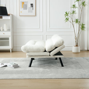 English Elm UNITED Plush Velvet Sleeper Sofa Bed with Metal Legs, 600lb Capacity, Breathable Foam Comfort and Style White Teddy W1568P235150