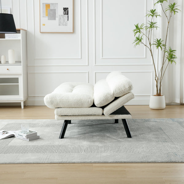 English Elm UNITED Plush Velvet Sleeper Sofa Bed with Metal Legs, 600lb Capacity, Breathable Foam Comfort and Style White Teddy W1568P235150