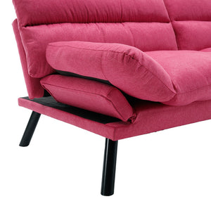 English Elm UNITED Plush Velvet Sleeper Sofa Bed with Metal Legs, 600lb Capacity, Breathable Foam Comfort and Style Rose Red W1568P235149