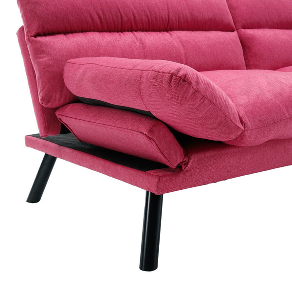 English Elm UNITED Plush Velvet Sleeper Sofa Bed with Metal Legs, 600lb Capacity, Breathable Foam Comfort and Style Rose Red W1568P235149