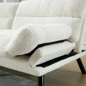 English Elm UNITED Plush Velvet Sleeper Sofa Bed with Metal Legs, 600lb Capacity, Breathable Foam Comfort and Style White Teddy W1568P235150